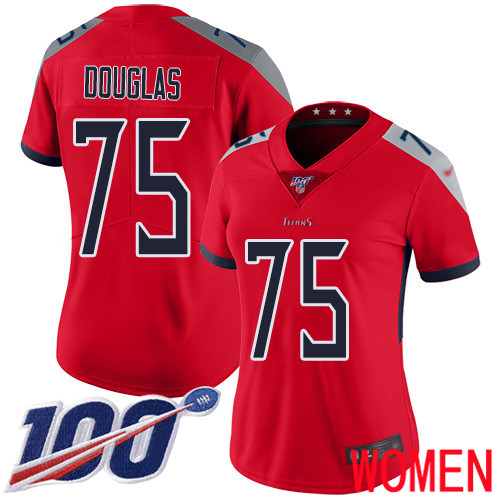 Tennessee Titans Limited Red Women Jamil Douglas Jersey NFL Football #75 100th Season Inverted Legend